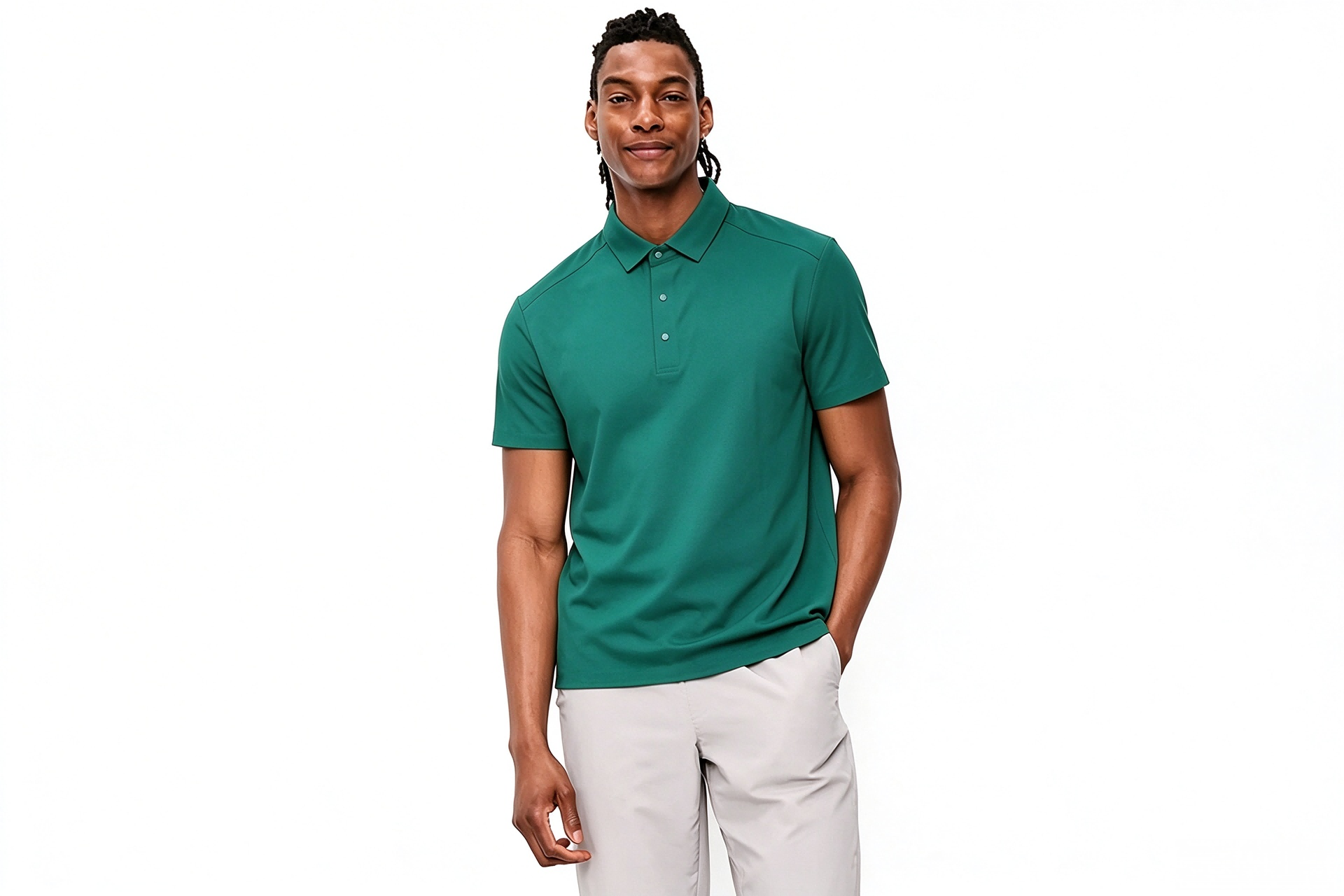Men’s Solid Performance Polo Shirt, Short Sleeve Collared Golf Casual Tee